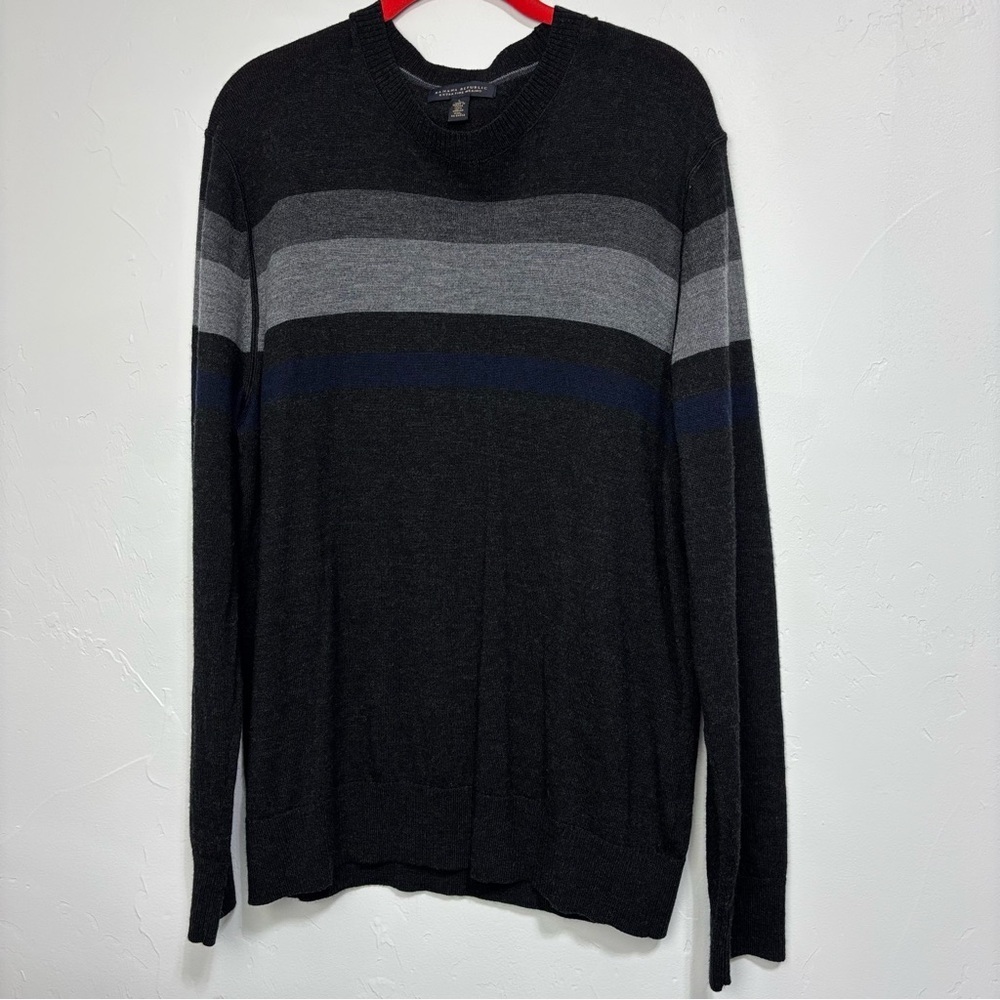 Banana Republic Extra Fine Merino Wool Men's Sweater Pullover Stripe Large
